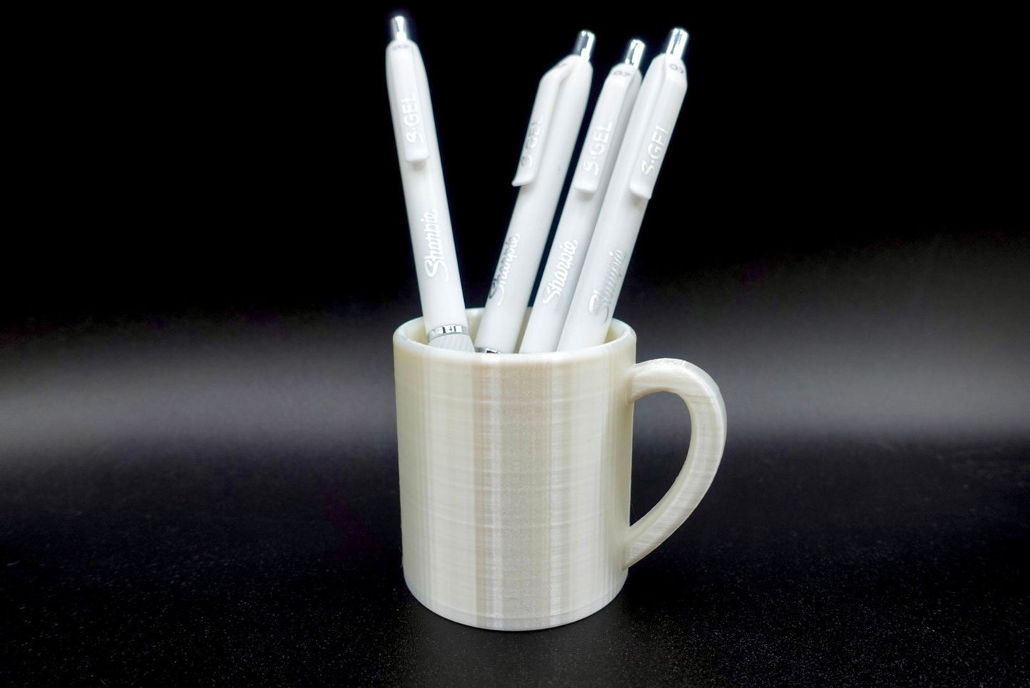 Mini Coffee Mug Desk Organizer - 3D Printed Pen Holder Custom Color Novelty Gift for Students Stocking Stuffer