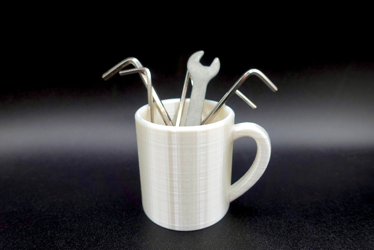 Mini Coffee Mug Desk Organizer - 3D Printed Pen Holder Custom Color Novelty Gift for Students Stocking Stuffer