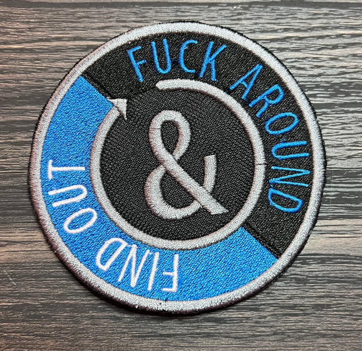 Fuck Around and Find Out FAFO Embroidered Applique Patch for Jacket, Hat, Backpack, and More! | Iron On, Sew On, or Hook and Loop Backing