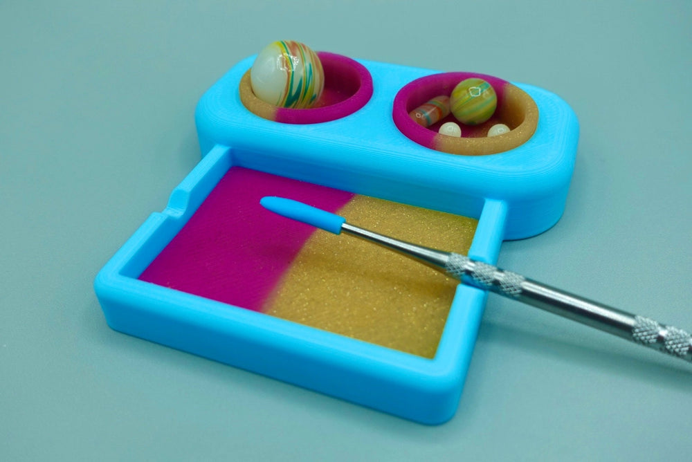 Dab Pad Mini Silicone Mat Set | Terp Pearl, Marble, Slurper Organizer | Tool Holder Concentrate Catcher | 3D Printed | Custom Color