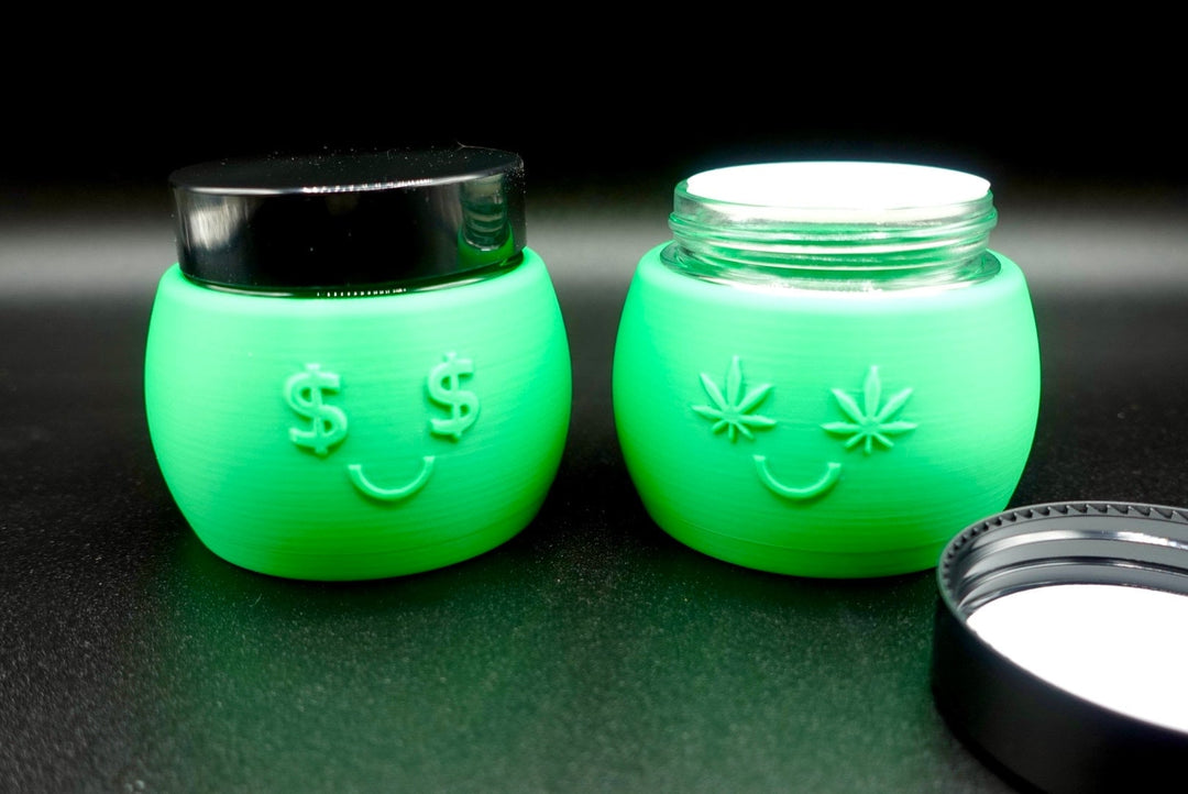 Chill Buddy Mood 2 oz Glass Jar Container | ISO Cleaning Solution Holder | 710 Portable Dabbing Discreet Supply | Banger Cleaner