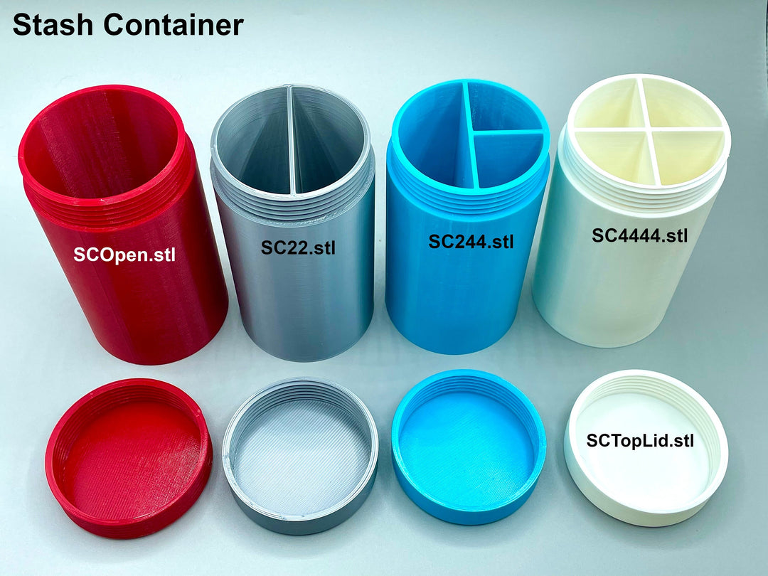 Multi Compartment Stash Container with Screw On Lid