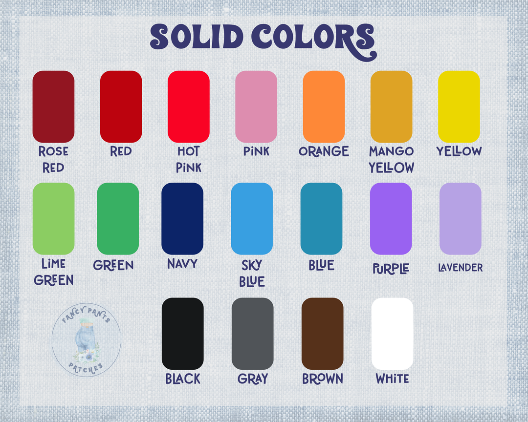 the color chart for the solid colors