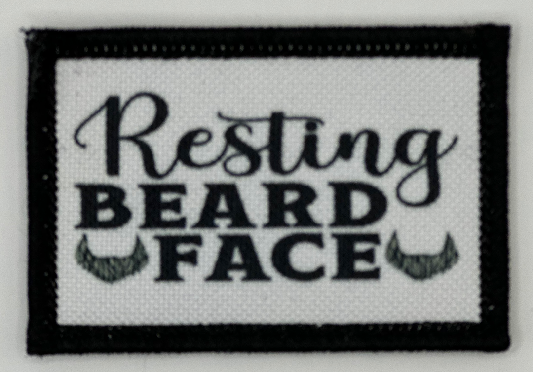 a black and white sign that says resting beard face